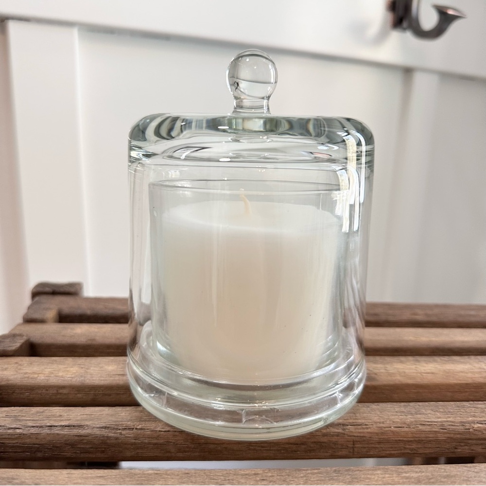 Glass Cloche Bell Dome Clear Jar Candle Holder Handle Butter Container Style New
